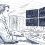 Game technician monitors server operations