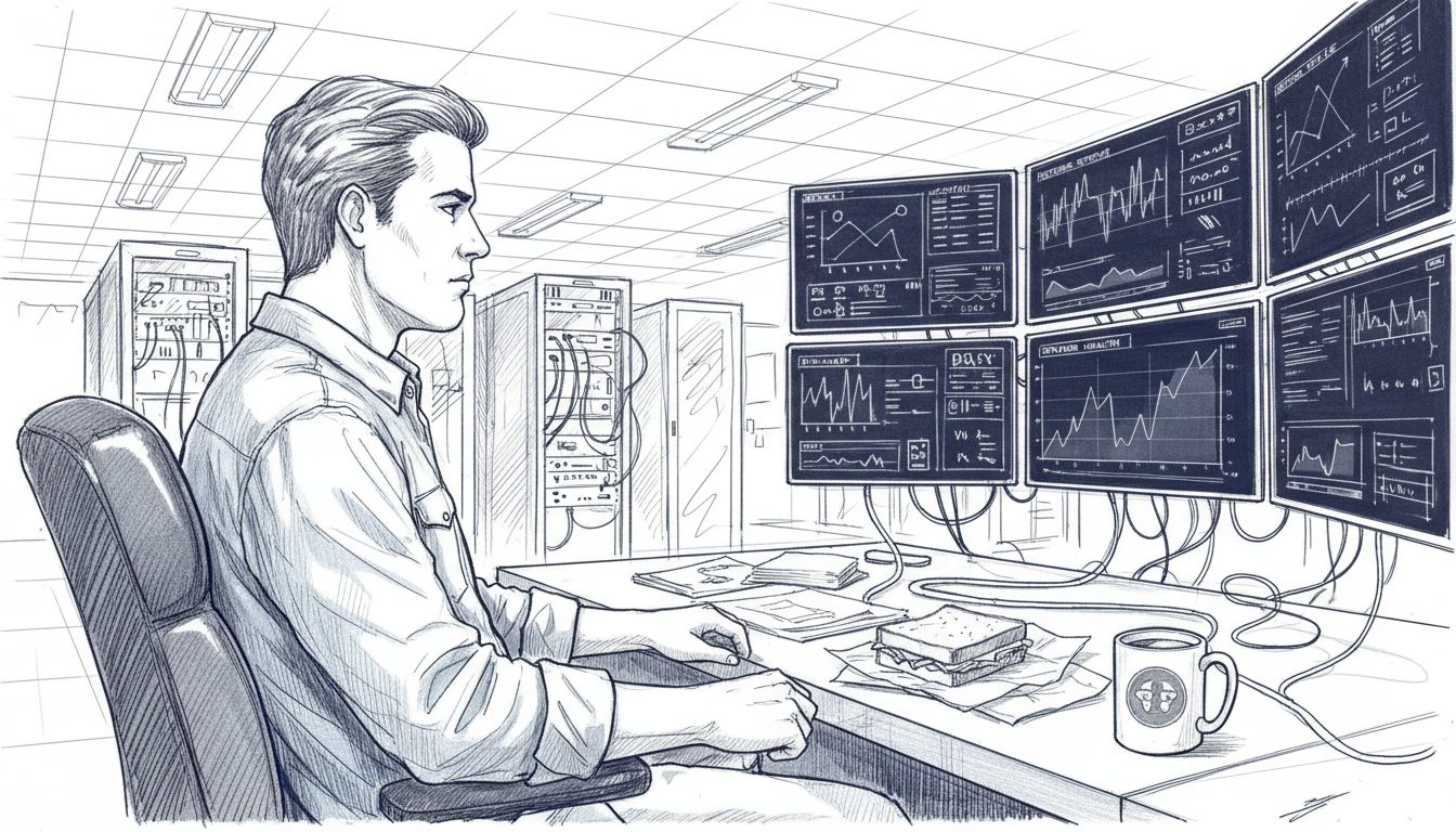 Game technician monitors server operations