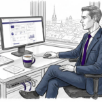 IT manager checking website in Zurich office