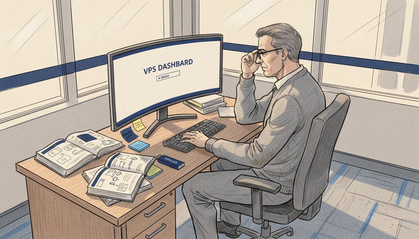 IT manager configures VPS in office