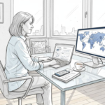 Manager checks e-commerce analytics in Zurich office