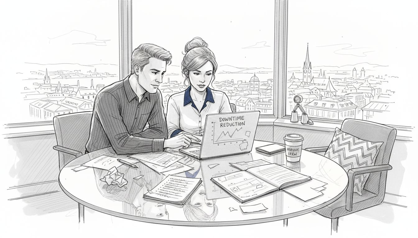 SME owners discussing hosting options in corner office