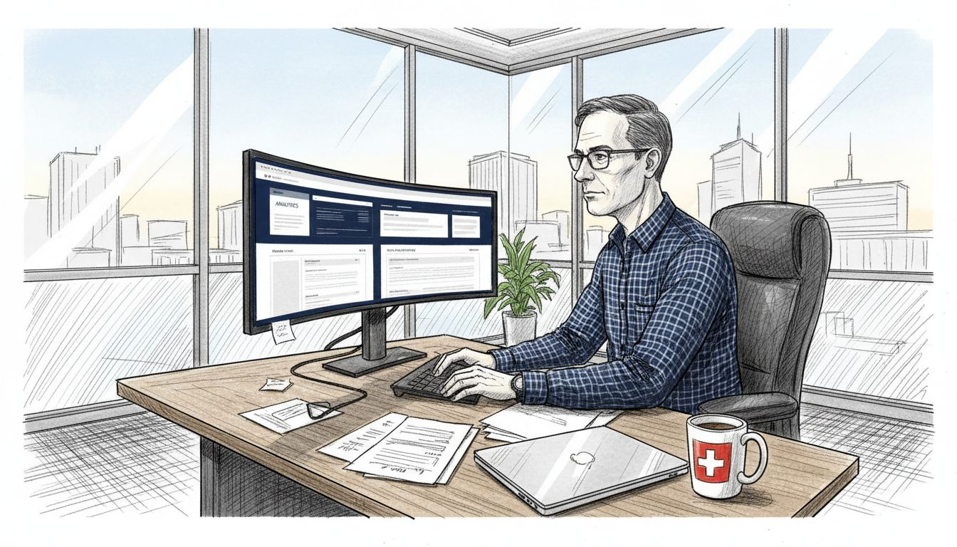 Swiss SME owner managing multiple websites