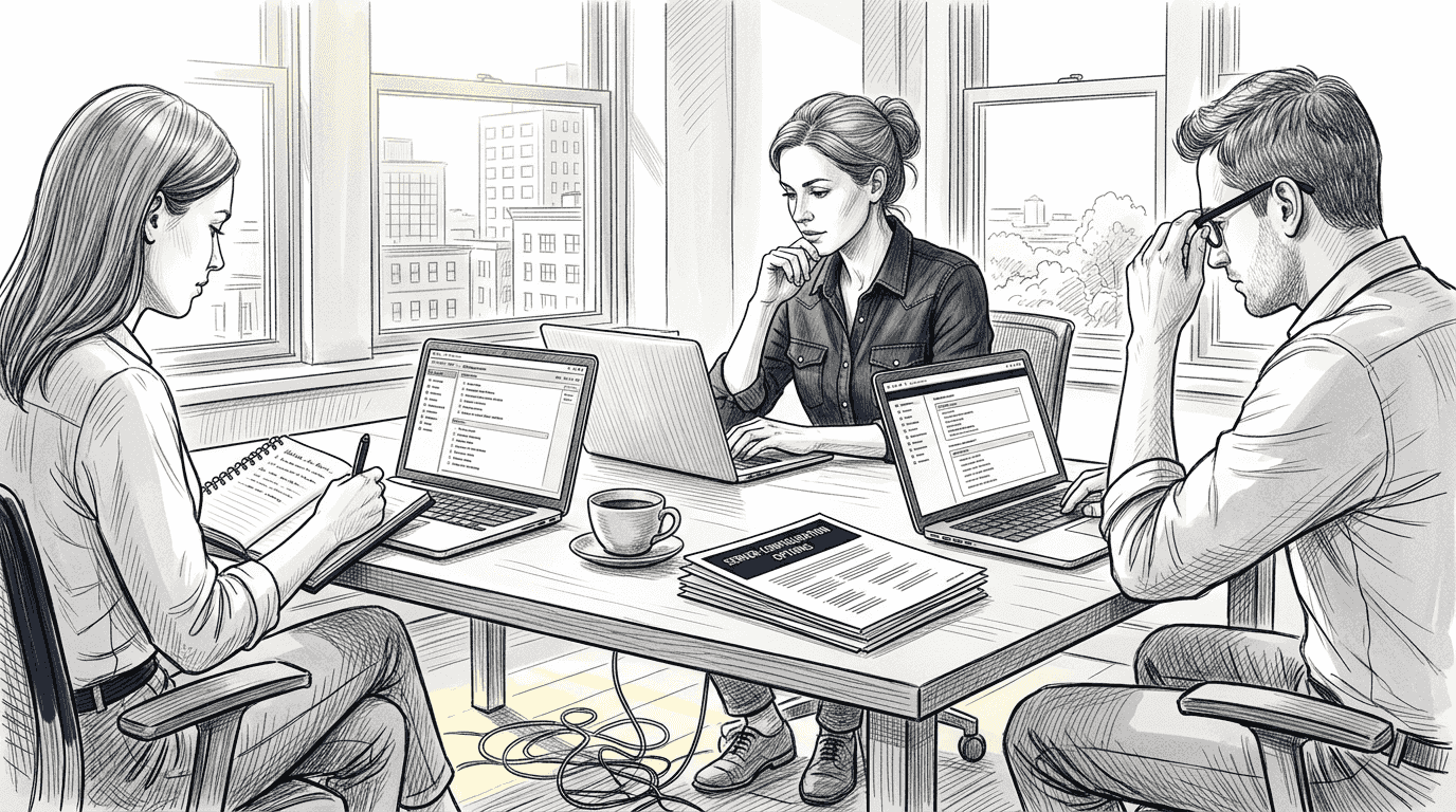 Small business team reviews hosting setup